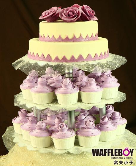 玫瑰之约cup cake婚礼蛋糕3层 仅限北京